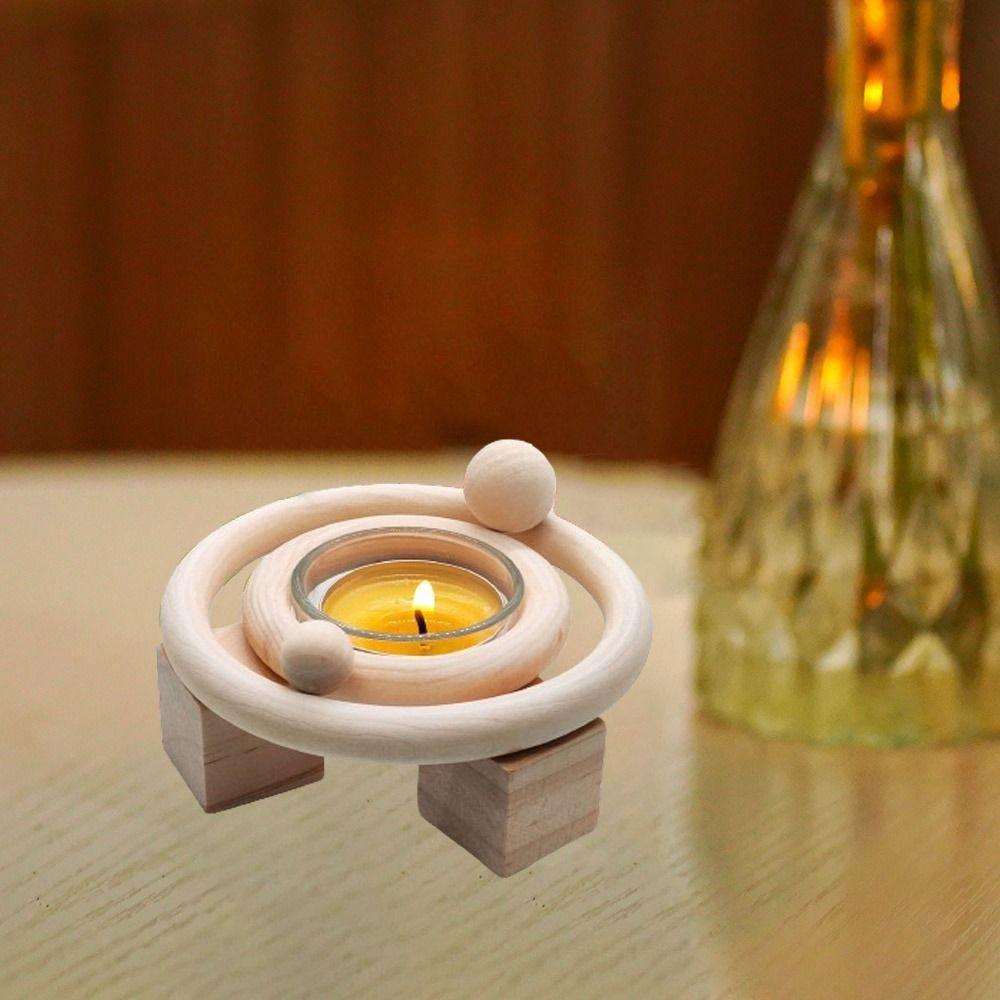 

Ароматерапевтический деревянный подсвечник, мини-подставки для свечей в стиле солнечной системы, реквизит для фотосъемки 9x3.5cm