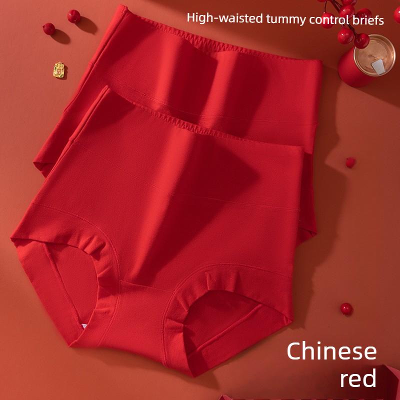 Ladies Spring and Autumn Benming New Year Red Cotton 7A Antibacterial High Waist Belly Triangle Briefs