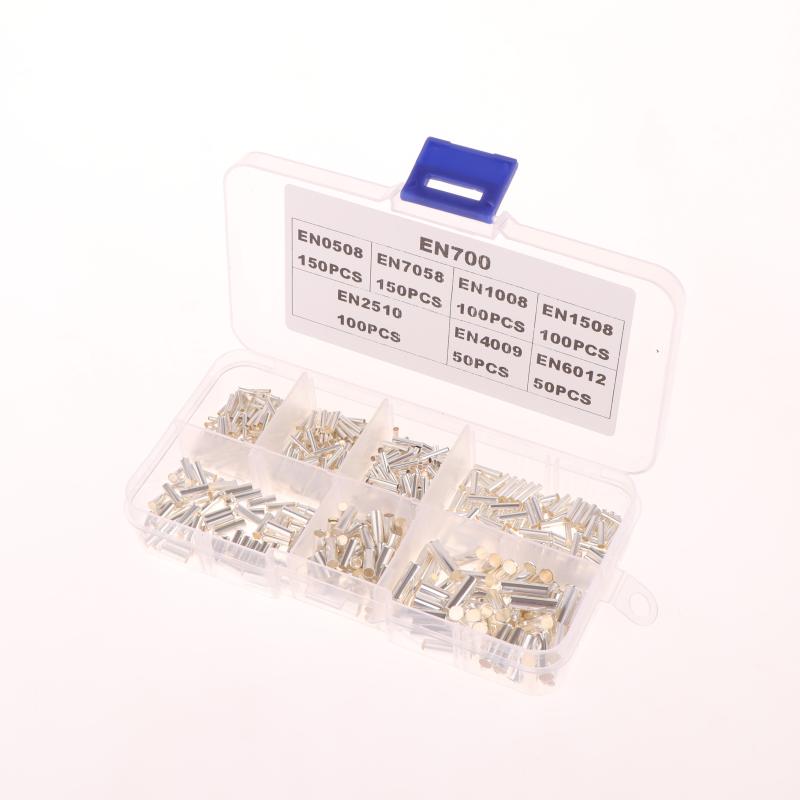 700 Stück gemischte Größen unisolierte Kabelhülsen blanke Klemmen röhrenförmige Drahtendhülsen einfach für Drahtverbindung Stift Crimp