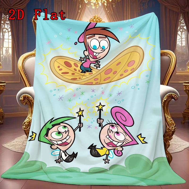 Fairly OddParents 2D Flat Pattern Flannel Blanket High Quality All Seasons Warmth and Comfort Perfect for Christmas Gifts.PMT0914136