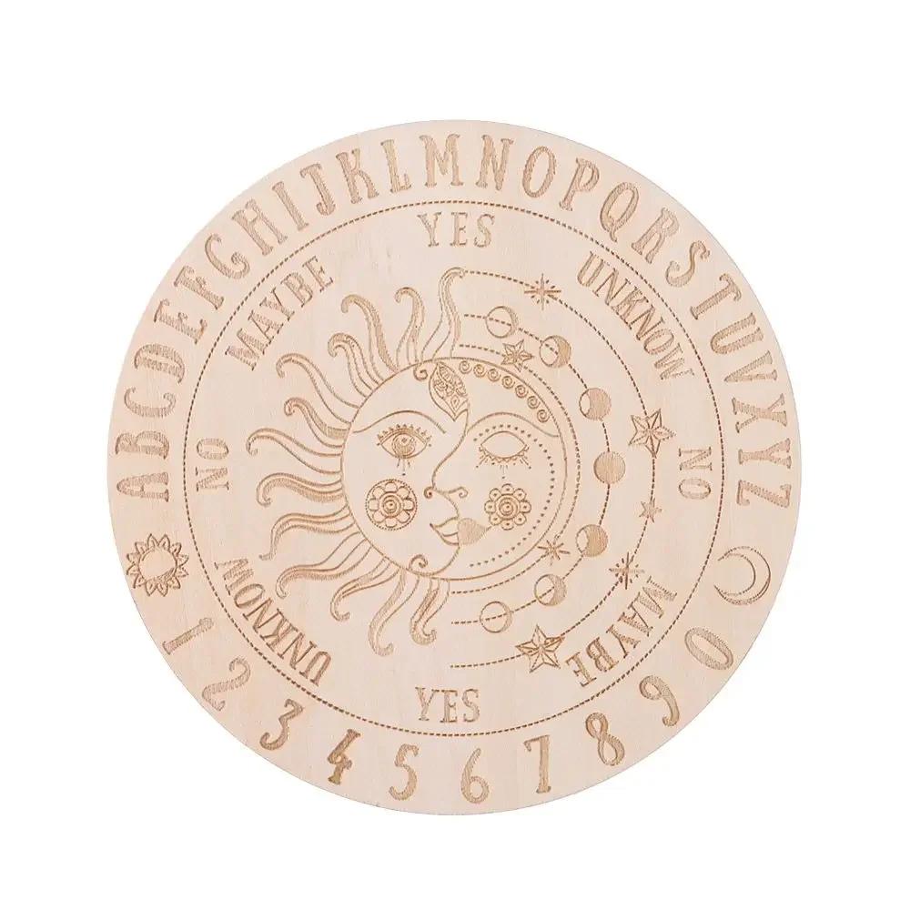 15/25cm Wooden Pendulum Board with Stars Sun&Moon for Divination Message Board Metaphysical Altar Decoration Altar Supplies