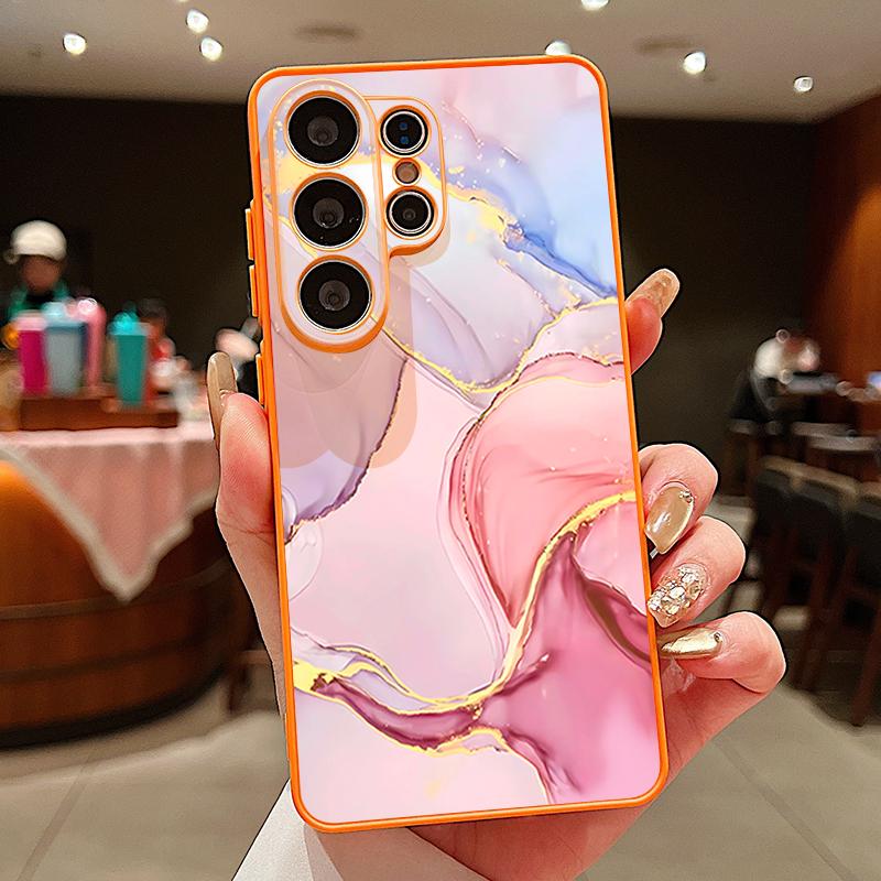 Magnetic For Magsafe Case For Samsung Galaxy S26 Ultra S25 Edge S24 Plus S23 FE S22 A54 A55 A56 5G Pink Marble Pattern Matte Cover
