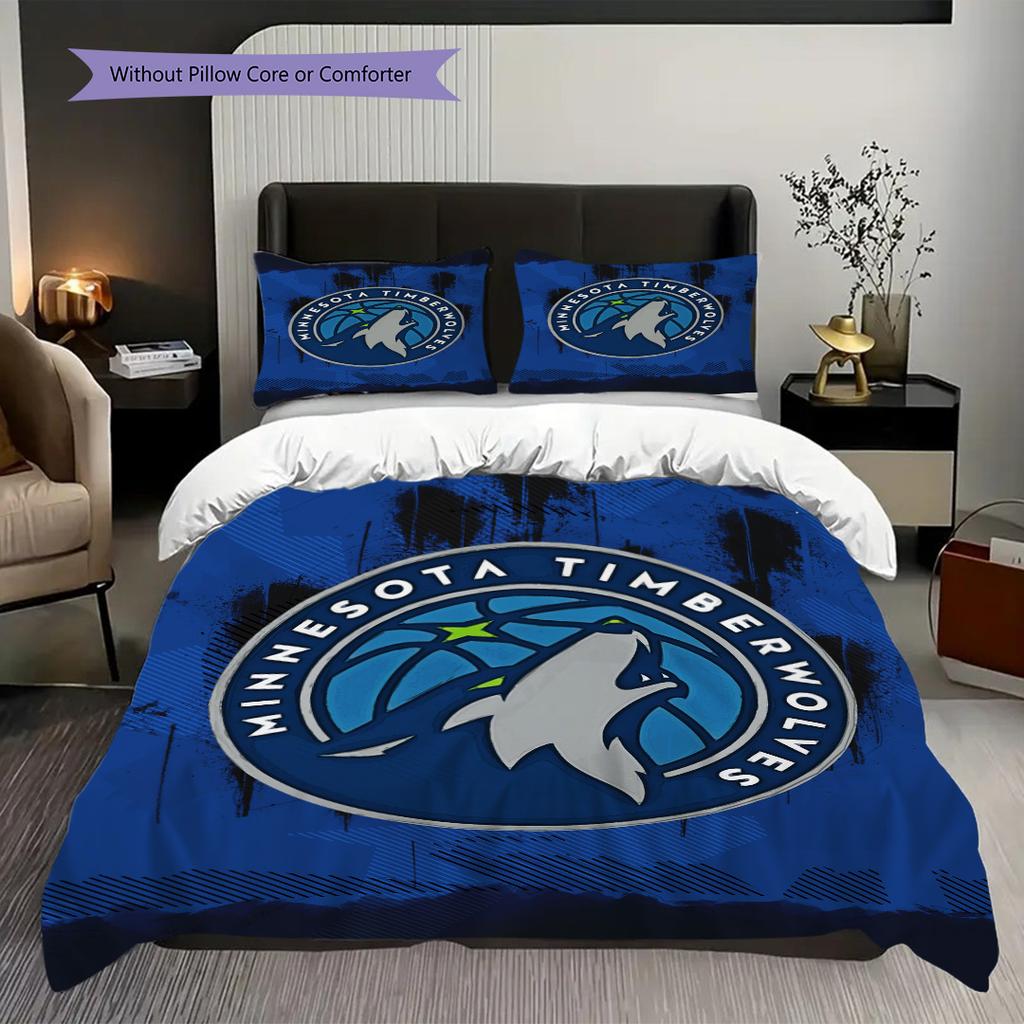Minnesota Timberwolves Logo Three-piece set(1 * duvet cover + 2 * pillowcase, without core)Bedding set Soft and comfortable