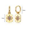 925 Silver Needle Square Pendant Hoop Earrings Vintage Gold Earrings For Women Shell Pendant Earring Fashion Jewelry Accessories