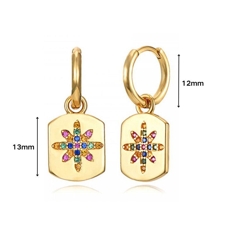 925 Silver Needle Square Pendant Hoop Earrings Vintage Gold Earrings For Women Shell Pendant Earring Fashion Jewelry Accessories