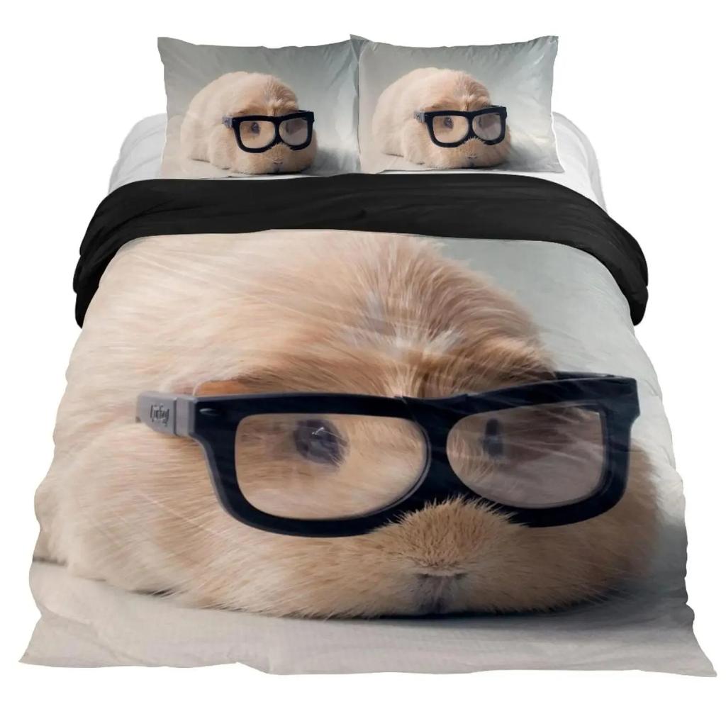 Guinea Pig Duvet Cover Set King Size Cute Guinea Pig Comforter Cover Rodent Breeds Bedspread Cover Animal Print Bedding Sets
