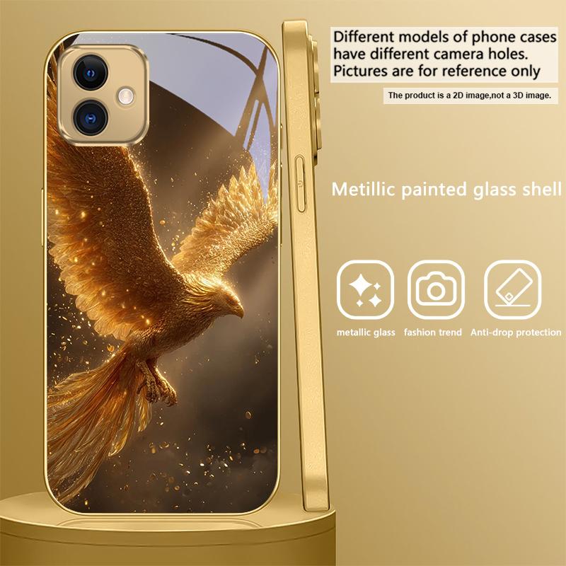 Luxurious Golden Bird For Samsung A 01 52S A04 A05S A10 A12 13 22 23 24 36 42 M02 Note 10 20Ultra 8 9 Golden glass phone case