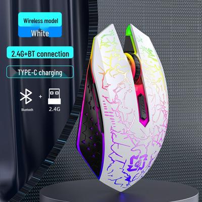 Bluetooth Silent Rechargeable Luminous Gaming Mouse - Battle-Damaged Design, Suitable for Laptops.