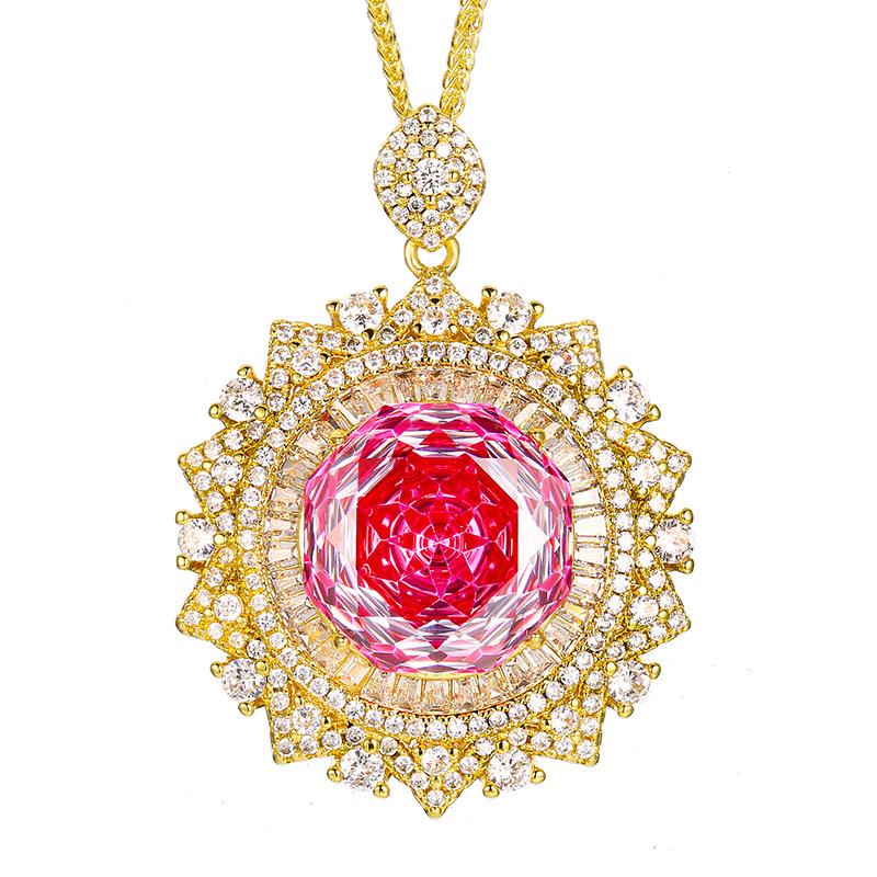 Schmuck Kupferboden Vergoldet Rosenschliff Meerblau Sonnenblume Goldanhänger Hauptstein 18mm