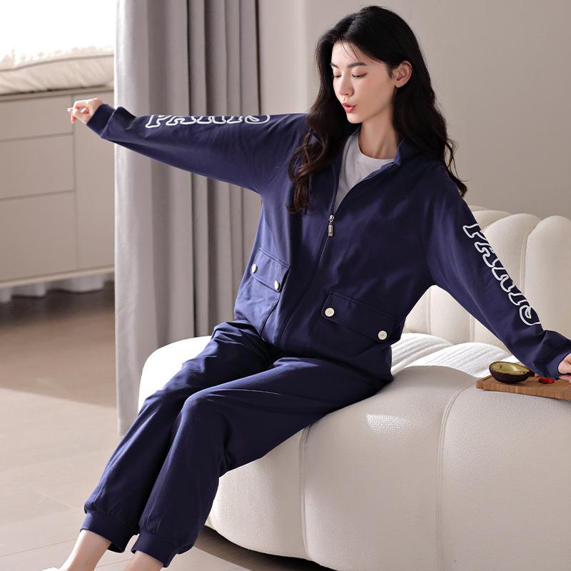 Women's Casual Autumn/Winter Pure Cotton Warm Long-Sleeve Two-Piece Sports Suit