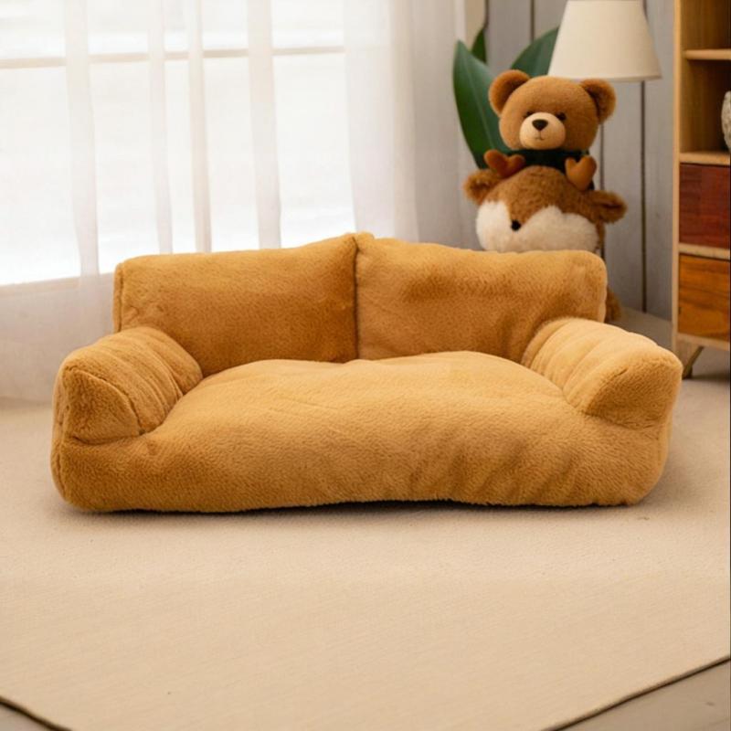 Winter Plush Sofa Pet Bed Thermal Insulation Cat Dog House Washable Removable Cover Wear Resistant Mat Durable Animal Cushion Comfortable Indoor Bed