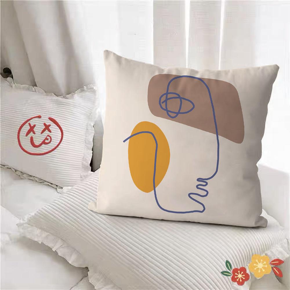Simple Geometric Line Pillow Sheep Contrast Color Bedroom Sofa Bedside Bay Window Back Cushion Pillow