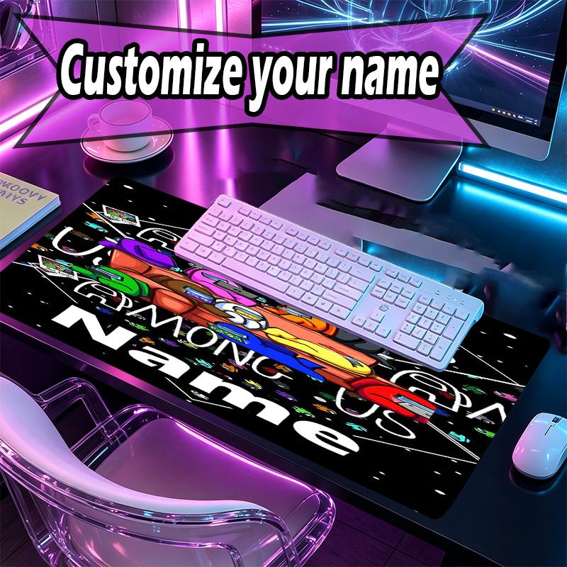 Custom Name Personalized Among Us Pattern Mousepad, Laptop PC Desk Mat, Decorative Desk Mat for Home Keyboard Pad Gift