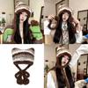 Halloween Cat Ear Hat Knit Y2K Beanie Hat Striped Party Holiday Winter Warm Hat Beanie Theme for Teens