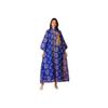Indonesia Middle East Blue Applique Embroidered Closed Puff Sleeves Belt Dubai Robe Dress Long Dress