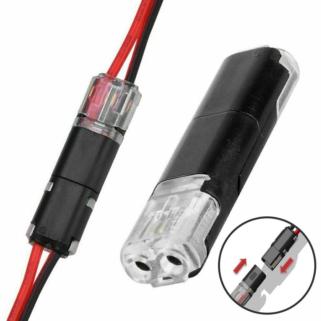 50pcs Low Voltage Wire Connector, Double Wire Plug in Connector with Locking Buckle, Led Light Strip Connectors 2 Pin