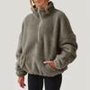 Women's Plush Sweatshirt Womens Fashion Casual Long Sleeve Pocket Drawstring Hooded Zipper Thick Pullover Sweatshirt