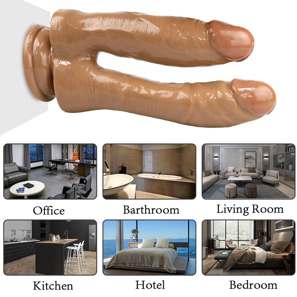 Double-Ended Dildo Realistic Penis Strong Suction Cup Clitoral Massager Adult Sex Toys for Women