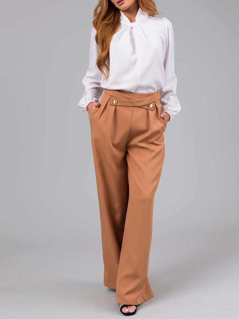 Women's Casual Wide-Leg Zipper Pocket Pants - Spring/Summer 2024