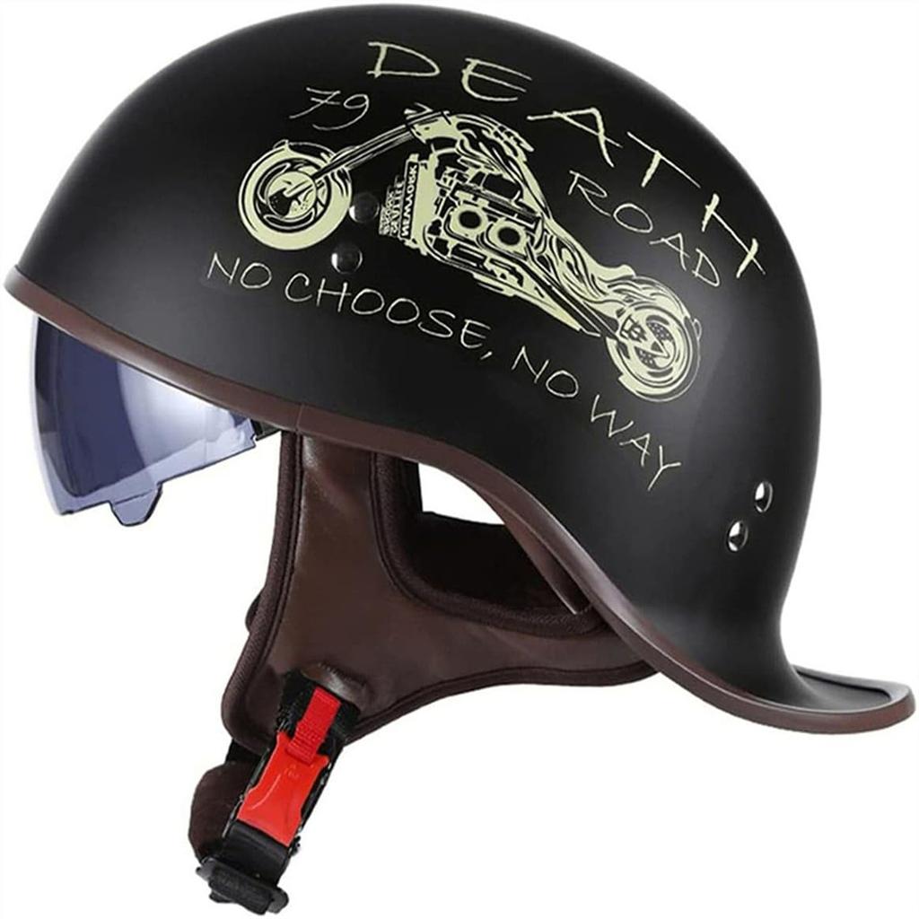 Motorcycle Half Helmet, Jet, Newest Half, Lightweight, Inner Shield, School, Skateboard, Shockproof, Tan, Breathable, Sub, Black, L Size (L,SL-7)