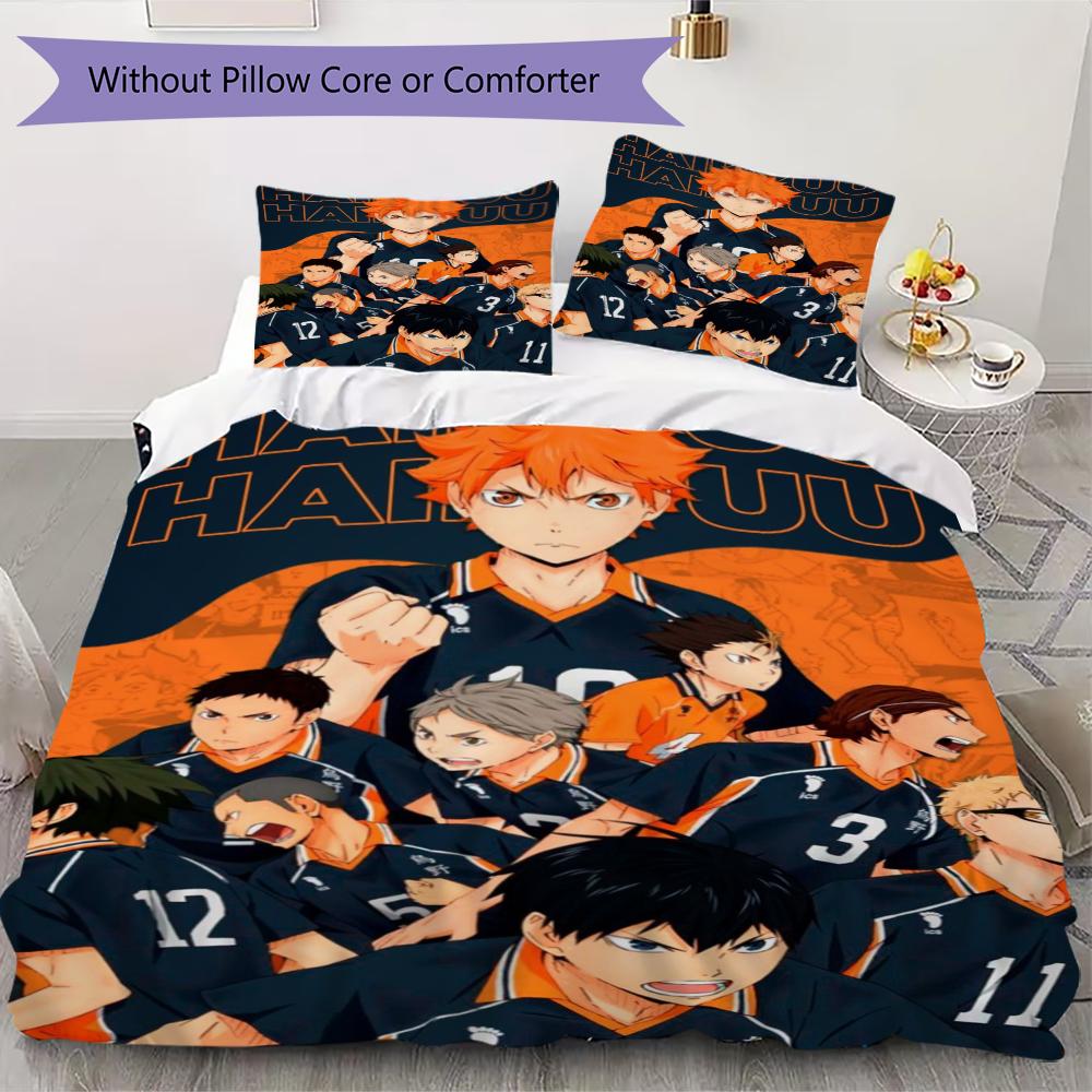 Haikyu!! Anime Pattern Bedding uilt Set uilt Cover Pillowcase Home Decoration Birthday Gift (1 * duvet cover + 2 * pillowcase  without core)53
