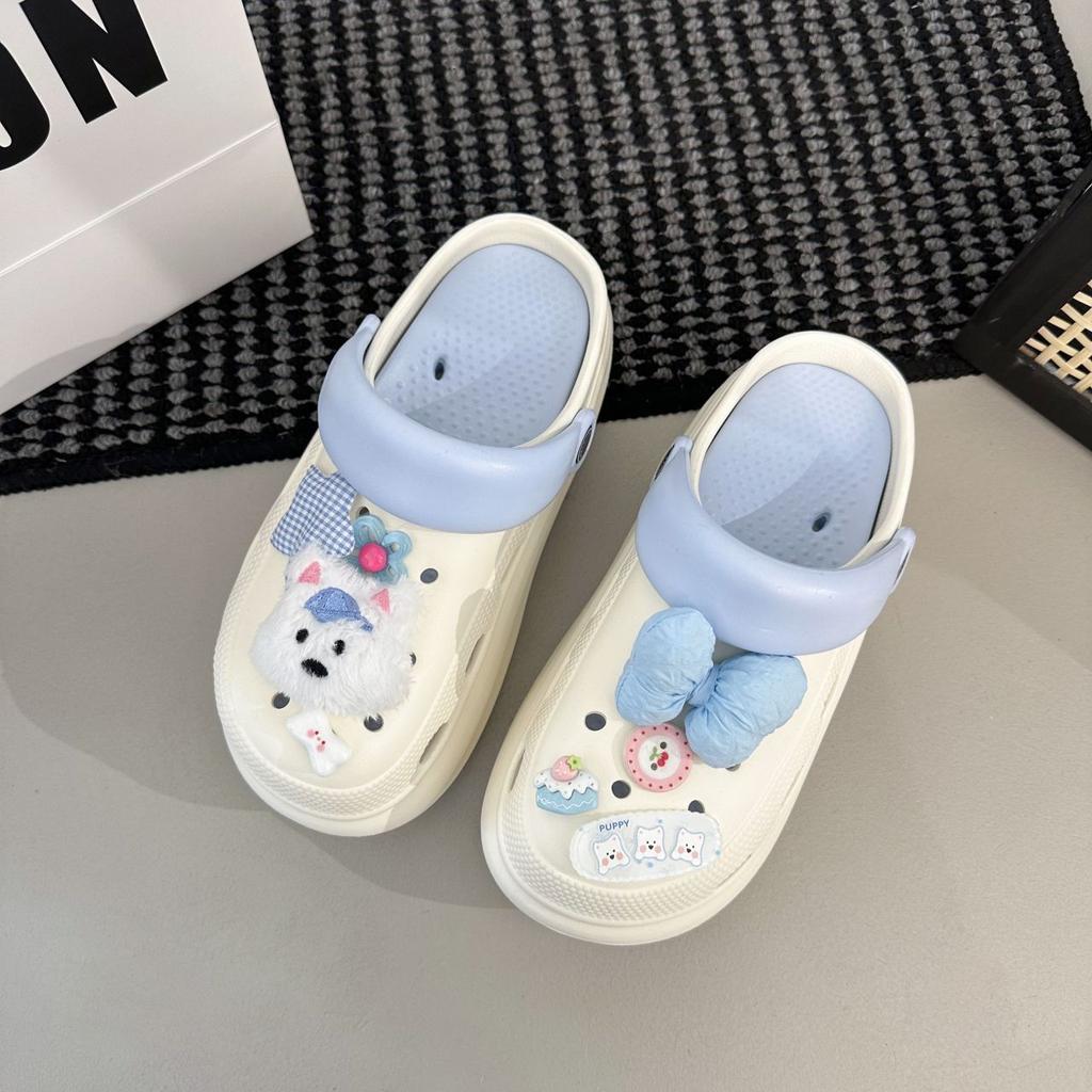 Thick-soled Heightened Stepping On Shit, Lazy Beach Hole Shoes 2025 Summer New Fashionable Outer Wear Non-slip Bag Head Cool Slippers