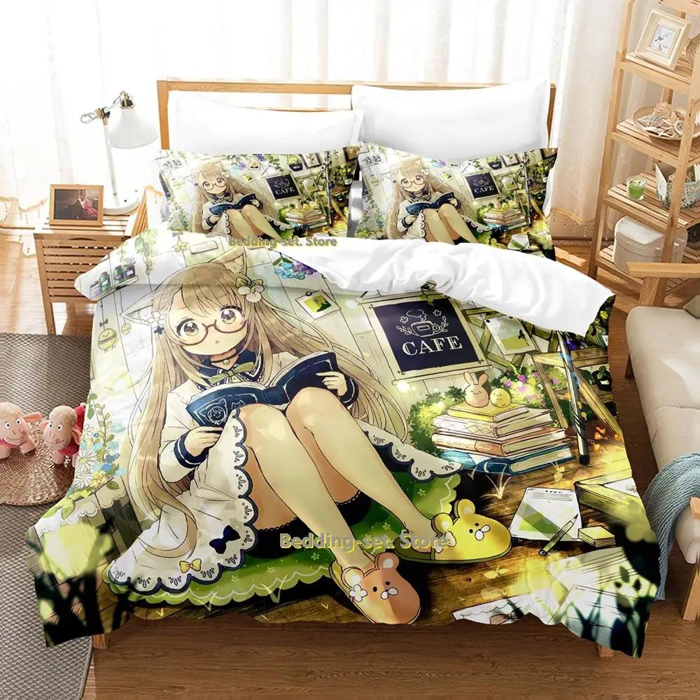Book Girl Anime Bedding Set Single Twin Full Queen King Size Bed Set Adult Kid Bedroom Duvetcover Sets Anime Parure De Lit Bed