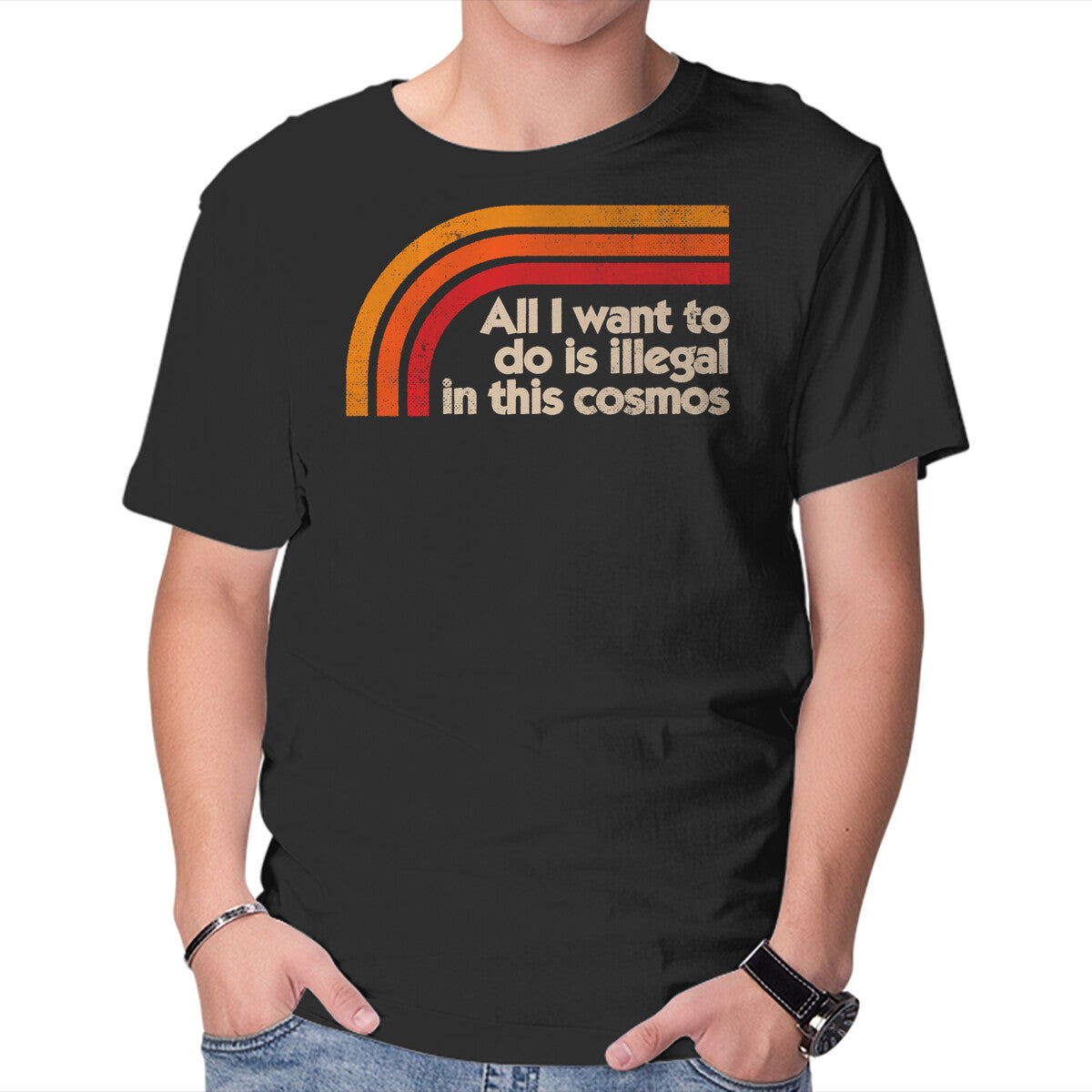 Unisex Crew Neck T-Shirt All I Want To Do Is Illegal In This Cosmos Graphic Short Sleeve Casual Tee M
