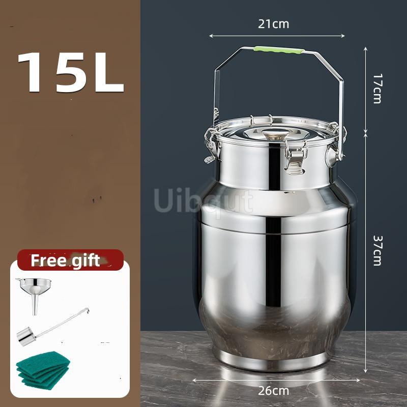 Stainless Steel Sealed Tank Large Capacity Rice Oil Wine Barrel Tea Can Milk Bucket Edible Oil Barrel Wine Jar Sealed Tank