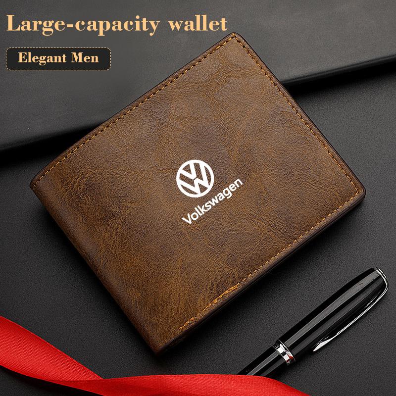 Men Wallet Car Logo Leather Coin Purse Personalised ID Card Holder For Volkswagen VW Golf 4 6 GTI Tiguan Passat B5 B6 B7 MK5 Pol HY3
