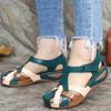 Women's shoes summer new retro round head wedge heel cross buckle women's sandals