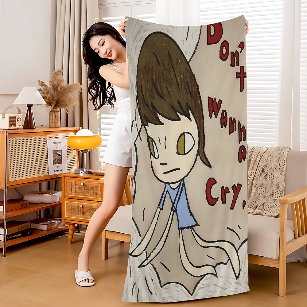 Y-Yoshitomo Nara Art Lovely Melancholy Microfiber Beach Towel Absorbent Quick Dry Soft Yoga Swimming Resort Mountain Climbing
