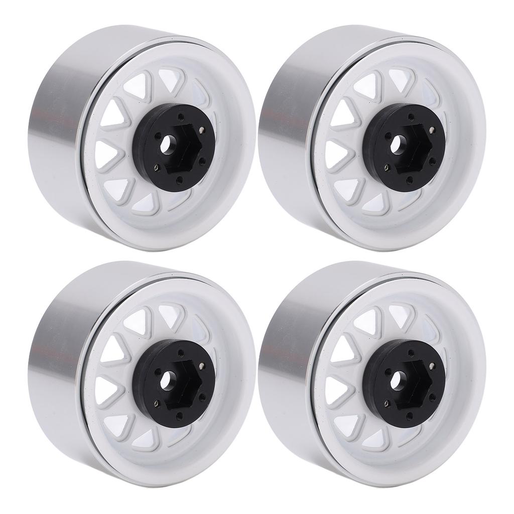 4pcs Metal 1.9 Inch Wheel Rims 10 Triangle Hole Hub for AXIAL SCX10 110 RC Climbing CarWhite