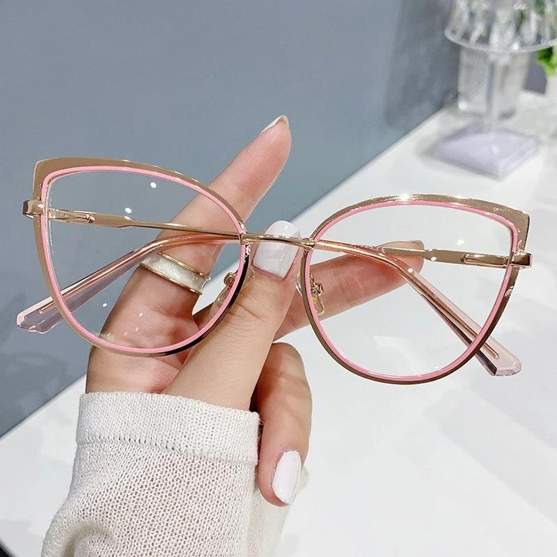 New Trend Cat Eye Glasses Frame Women Luxury Designer Fashion Anti Blue Light Blocking Retro Eyeglasses for Ladies Optical Frame