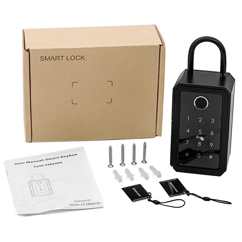 Black Graffiti Fingerprint Smart Key Box with Bluetooth & App Remote Unlocking