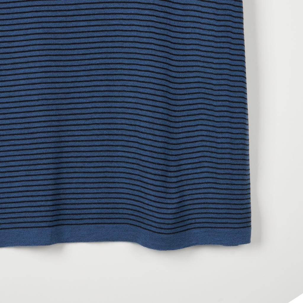 NODU Striped Ringer Short Sleeve Knit [Blue]