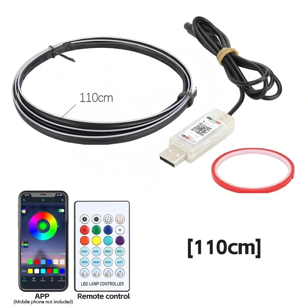 110cm Car Ambient Lights 3 in 1 LED Symphony RGB Atmosphere Lamp Hidden Car Interior Lamp USB APP Remote for Tesla Model 3 Y S X