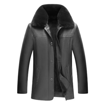 Winter Leather Jacket for Men, Warm Plus Velvet and Thickened Fur Collar, Middle-aged Short PU Jacket, Middle-aged and Elderly Casual Dad Wear