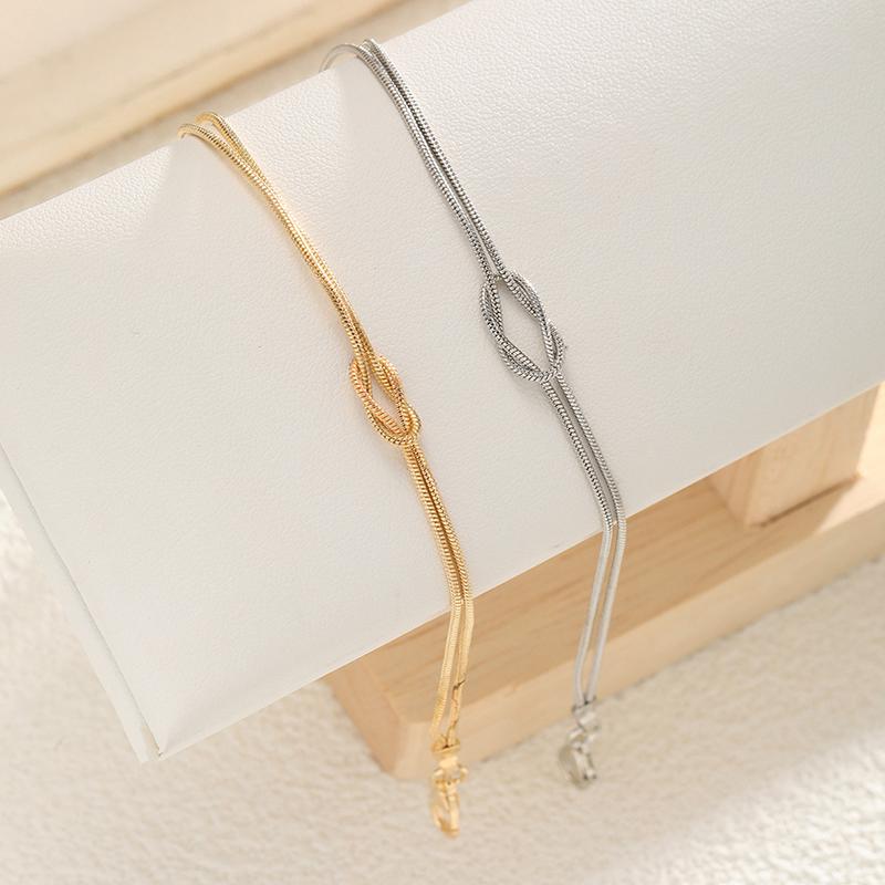 1 para pary węzeł wąż łańcuszek ręcznie bransoletka węzeł złoto srebro kolor walentynki biżuteria prezenty