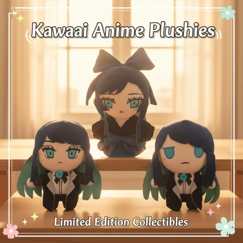 New Cute Ado Singer Plush Ado Character Dolls with Blue Bow and Black Outfits Soft Stuffed Plushies for J-Pop Fans Kids Birthday Gift Home Decoration