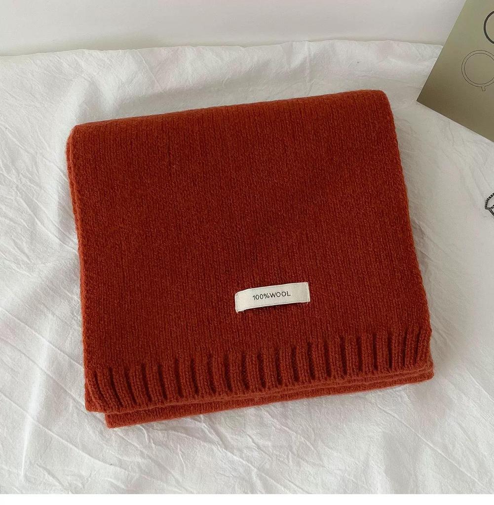 100% Pure Wool Knitted Scarf - Versatile Autumn/Winter Cashmere Neck Warmer for Couples