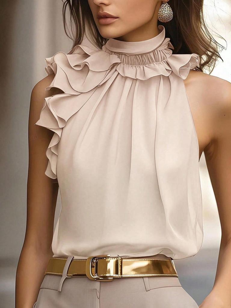 Top da Donna Estivo 2026 con Scollo all'Americana Senza Maniche Ampio - Nuovo Design, Stile di Nicchia, Colore Unito