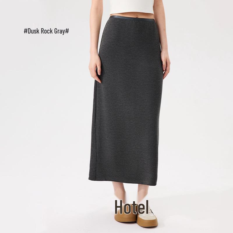 Women's Winter Knit Snowflake Velvet Skirt - Korean Style, Warm, Versatile, Loose Slimming, Back Slit Midi Skirt