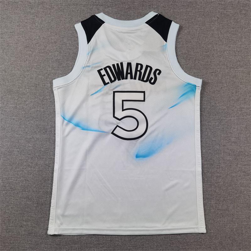 Dětský basketbalový dres Timberwolves #5 Edwards City Edition bílý