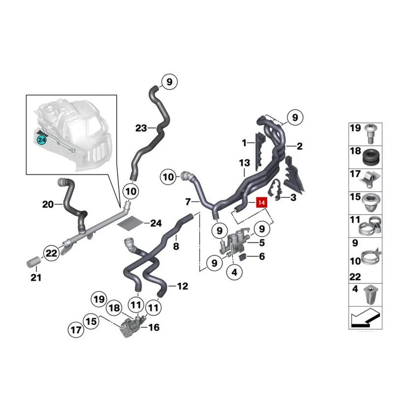UL Auto Parts For 64539119168 5series F18 520Li 730d 750i  The Coolant Hose Flows Into the Pipeline 2.1