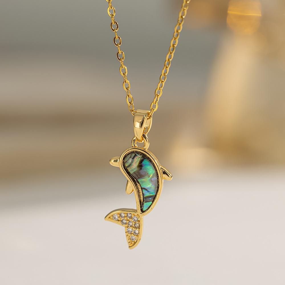 Fashionable Forest Zircon Dolphin Collarbone Necklace Women's Small Luxury Pendant Chain