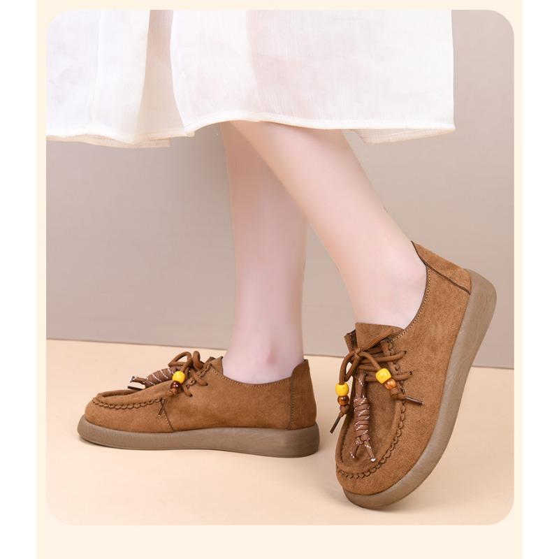 Vintage Beaded Casual Soft Sole Womens Breathable Loafers Comfortable Daily Walking Shoes