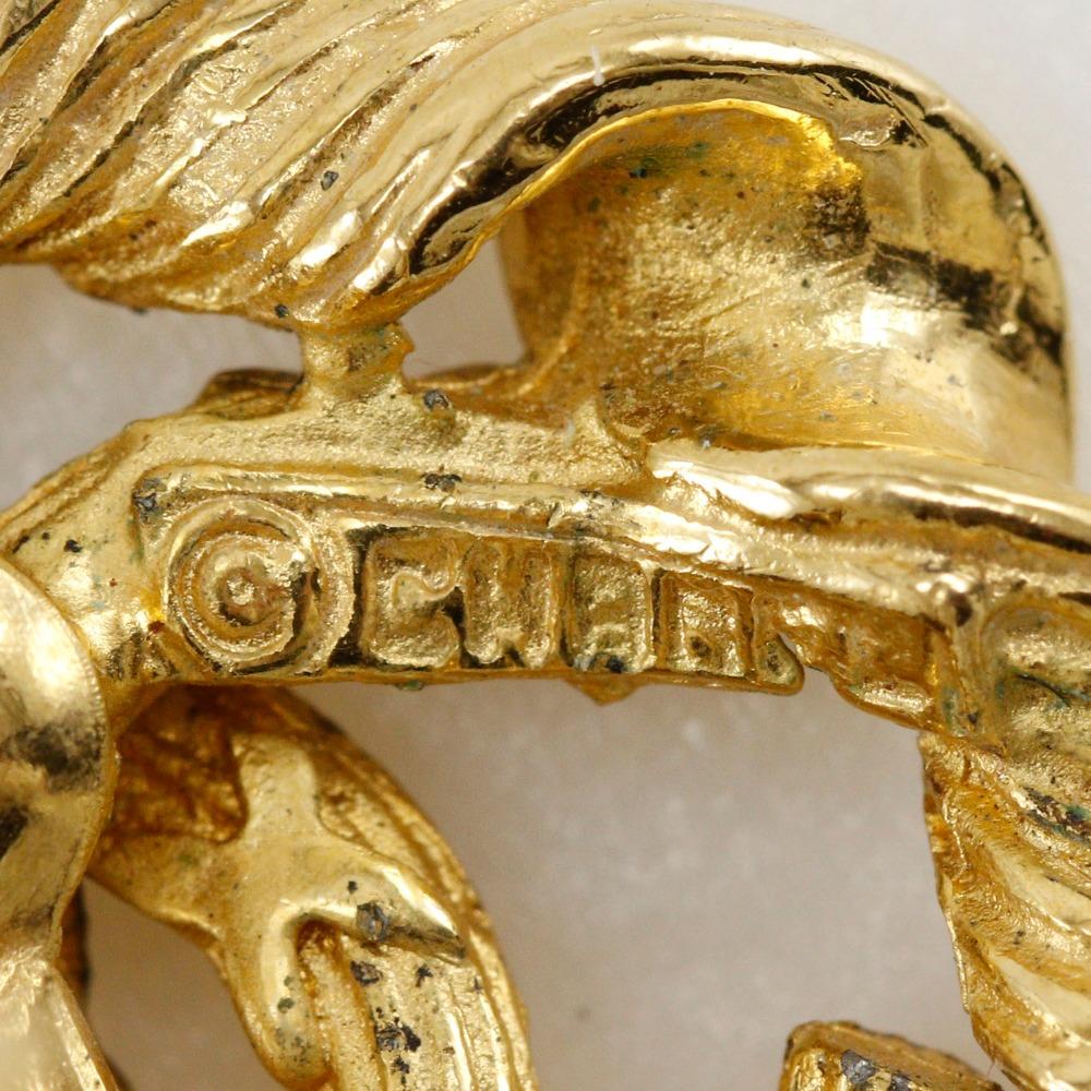 Chanel Round COCO Mark Earring Vintage Plated Gold 9.7g Women Used