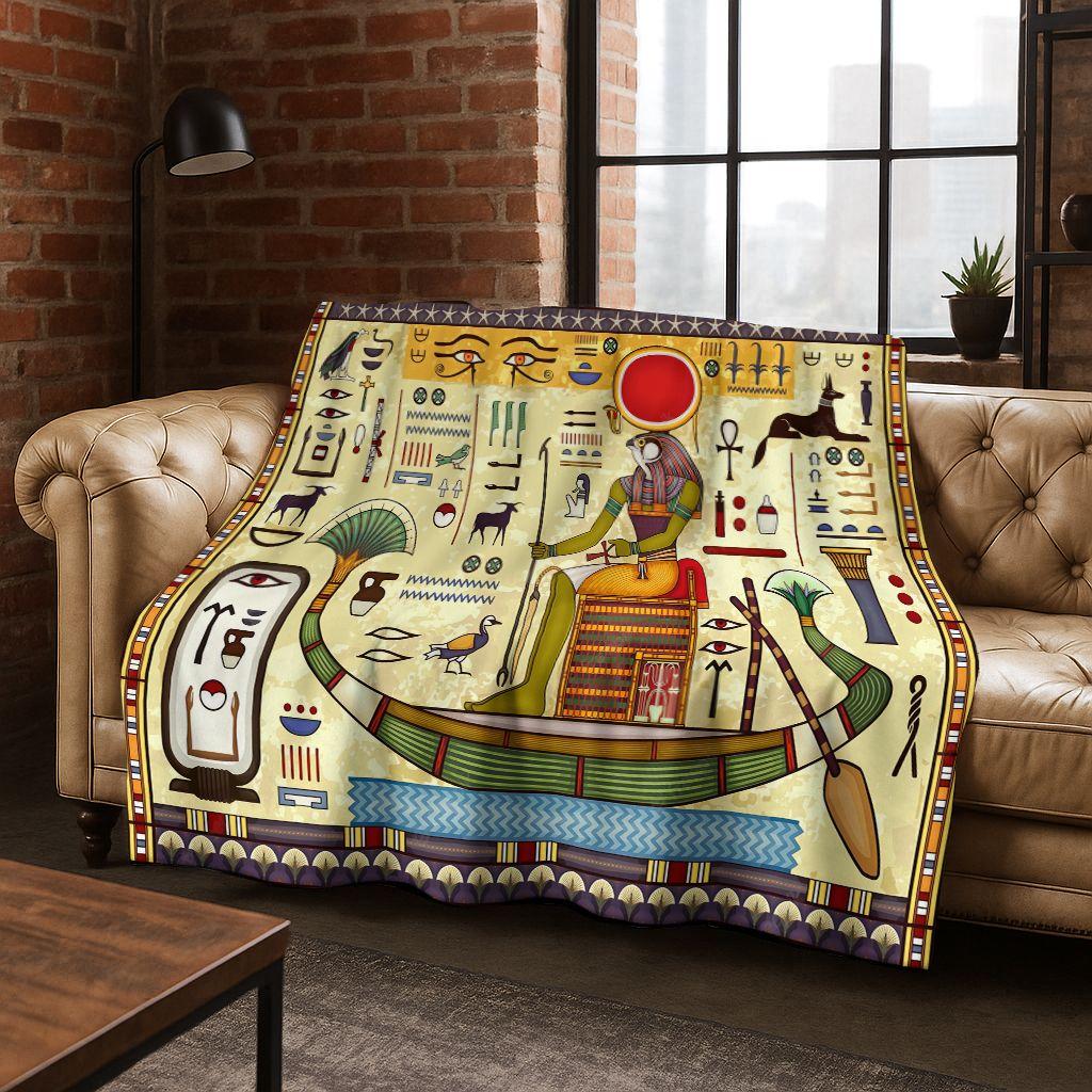 Ancient Egyptian Hieroglyphic Symbols Carved Murals Flannel Blanket,Cozy Soft Throw Blanket for Home Bedroom Bed Sofa Cover Gift
