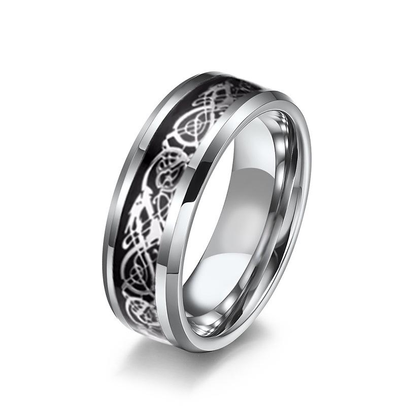 

Европейско-американская мода Мужское кольцо из титановой стали с драконом Size 11